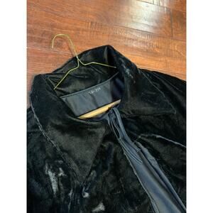 Halloween Collared Cloak Lined Blk Silky Vampire Magician Sultan Plush Collar